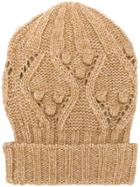 Twin-set Cable Knit Beanie - Nude & Neutrals