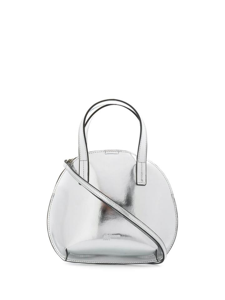 Jil Sander Navy Rounded Tote Bag - Silver