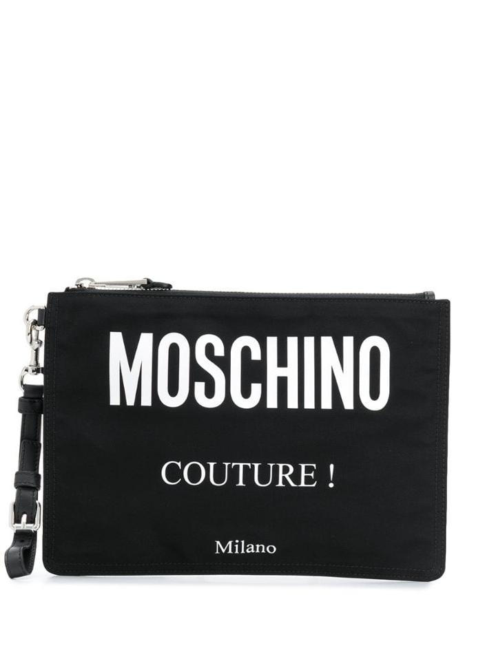 Moschino Logo Print Clutch Bag - Black