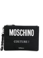 Moschino Logo Print Clutch Bag - Black