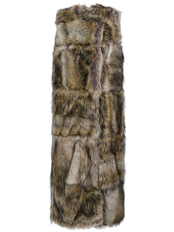 Stella Mccartney Faux Fur Sleeveless Coat - Brown