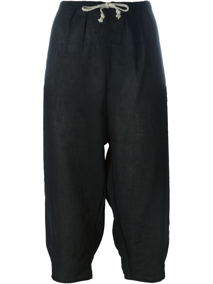 Forte Forte Drawstring Cropped Trousers, Women's, Size: Iii, Black, Linen/flax/cotton