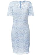 Blumarine Square Neck Lace Dress, Women's, Size: 46, Blue, Polyamide/cotton/silk/spandex/elastane