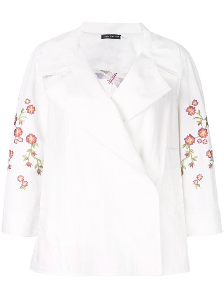 Josie Natori Embroidered Topper Jacket - White