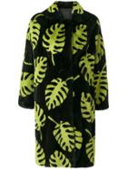 Liska Leaves Print Loose Coat - Black