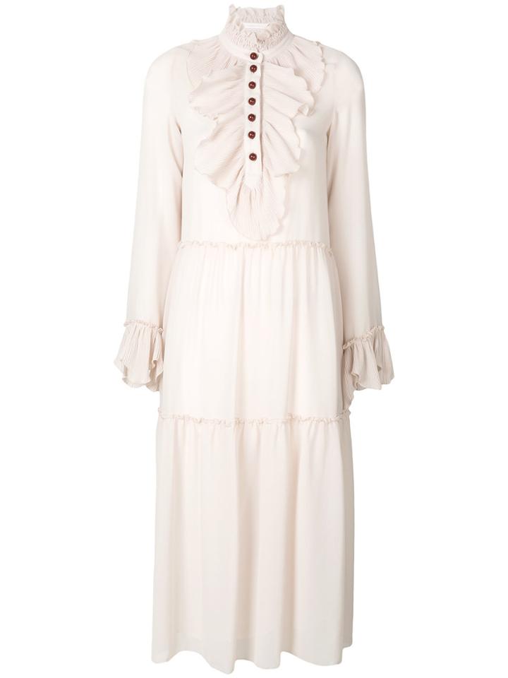 See By Chloé Frilled Midi Dress - Nude & Neutrals