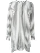 Brunello Cucinelli Long Striped Shirt, Women's, Size: M, Grey, Silk