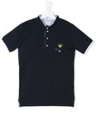 Armani Junior Stand Up Collar Polo Shirt - Blue