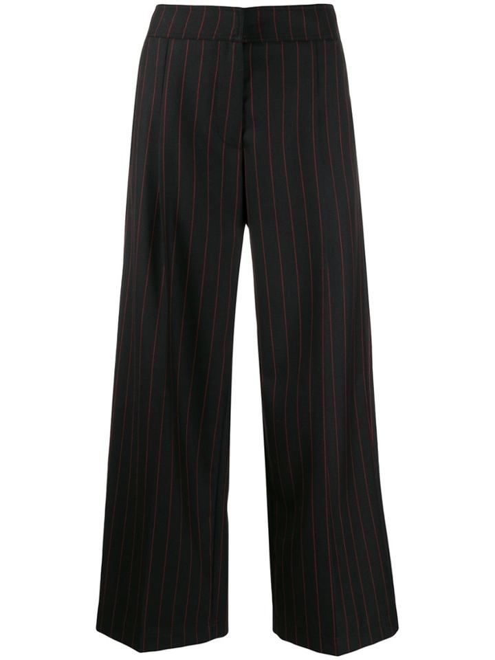 Mcq Alexander Mcqueen Pinstriped High-waisted Trousers - Black