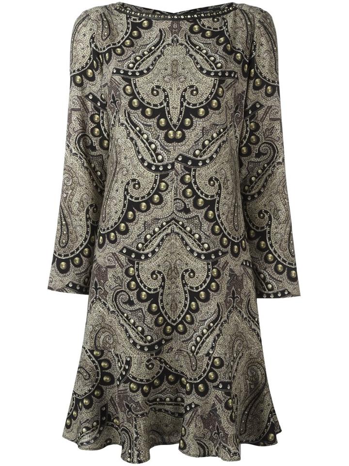 Etro Damask Print Ruffle Hem Dress