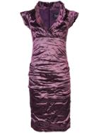 Nicole Miller Creased Fitted Dress - Pink & Purple