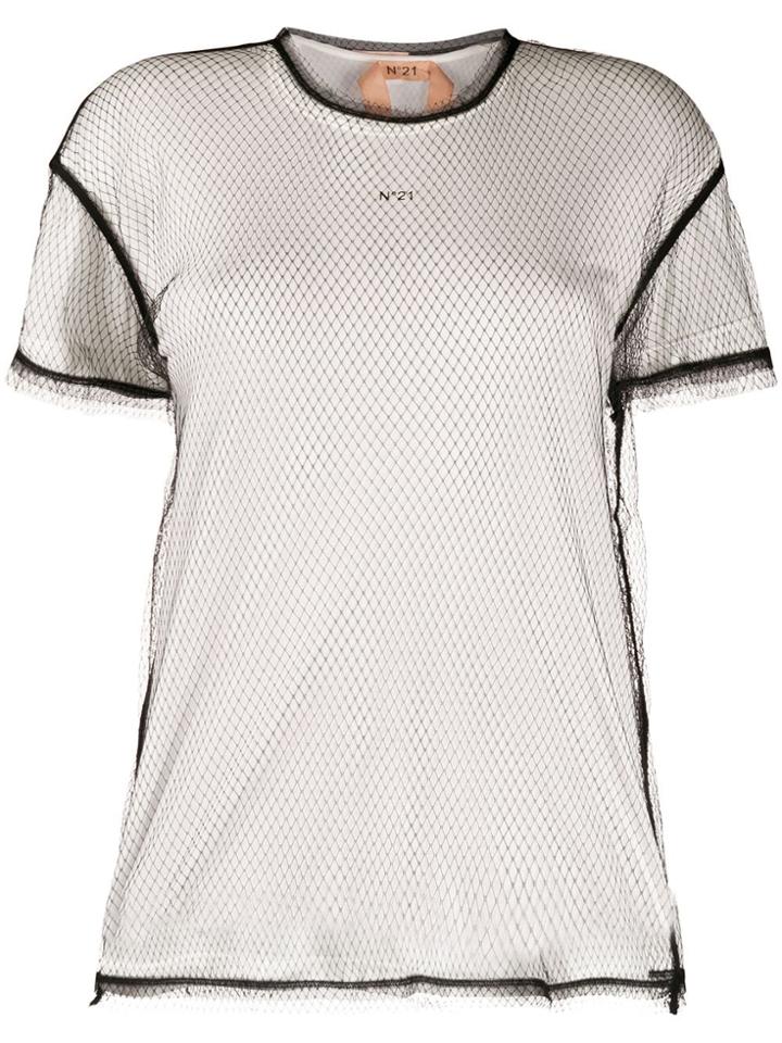Nº21 Mesh Overlay T-shirt - White