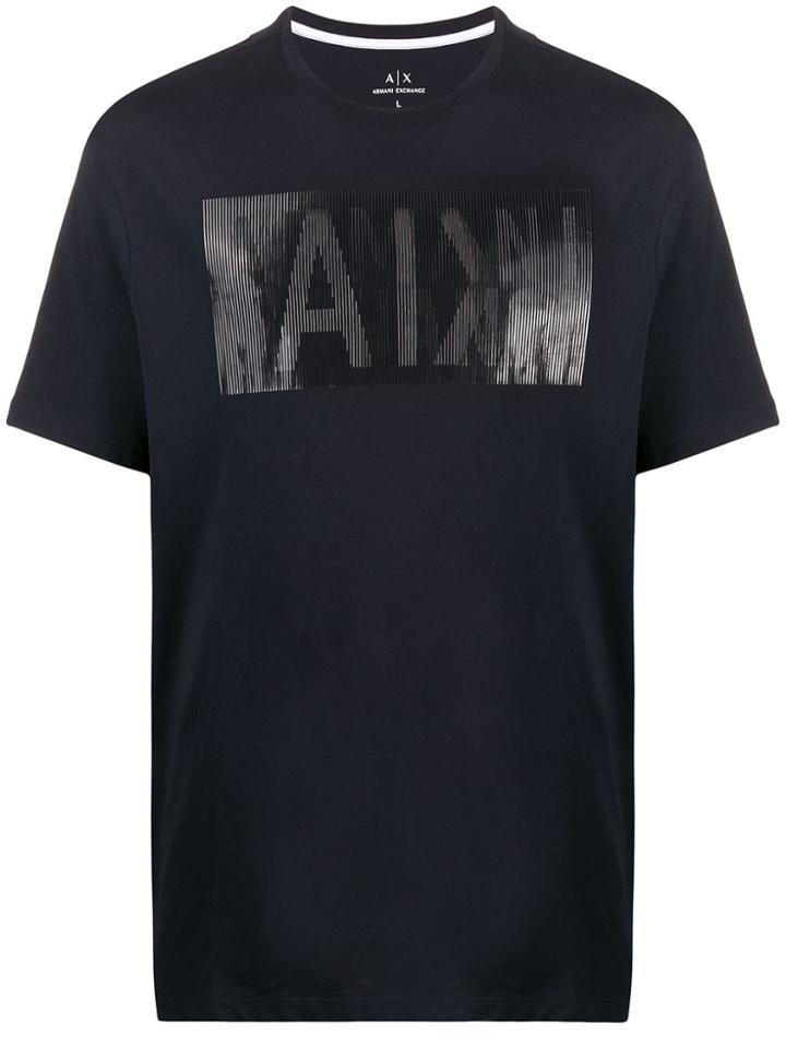 Armani Exchange Logo Embroidered T-shirt - Blue