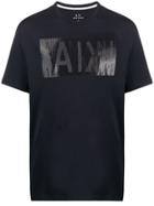 Armani Exchange Logo Embroidered T-shirt - Blue
