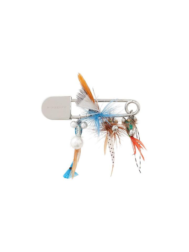 Burberry Feather Charm Palladium-plated Kilt Pin - Metallic