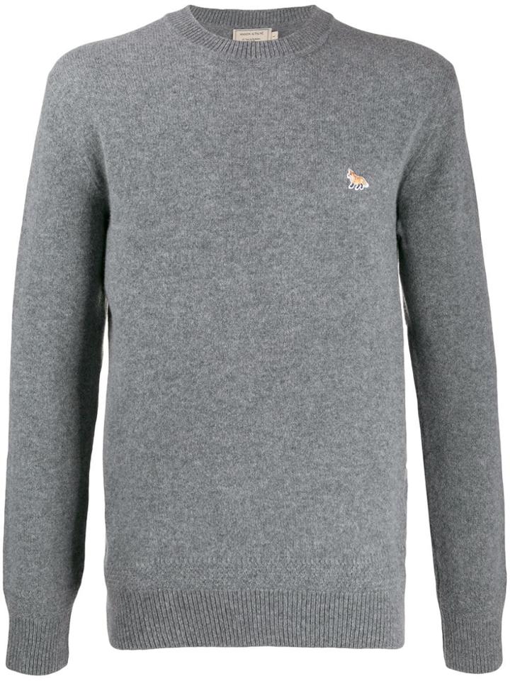 Maison Kitsuné Crew Neck Logo Sweater - Grey