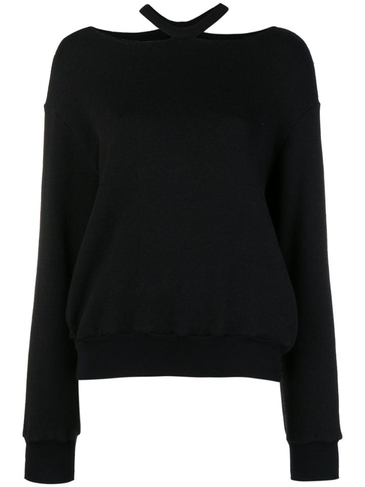 Unravel Project Ripped Neckline Sweatshirt - Black