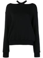 Unravel Project Ripped Neckline Sweatshirt - Black