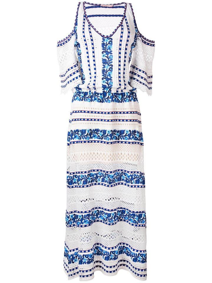 Cecilia Prado Long Cold Shoulder Dress, Women's, Size: Large, White, Cotton/acrylic/polyester