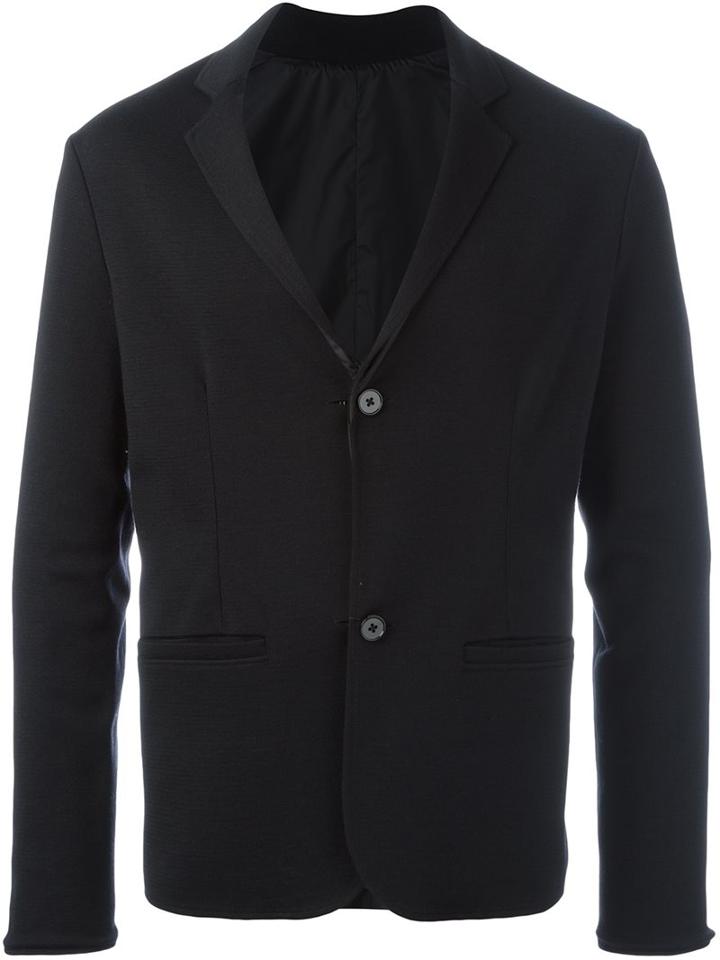 Emporio Armani Two Button Blazer, Men's, Size: 50, Black, Polyamide/virgin Wool