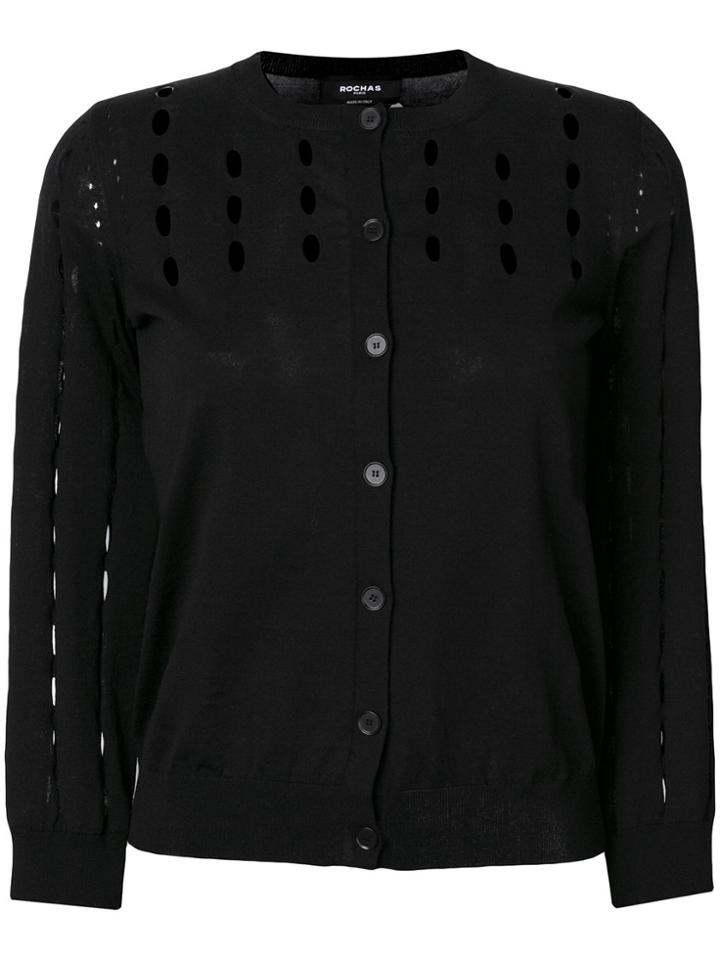 Rochas Perforated Cardigan - Black