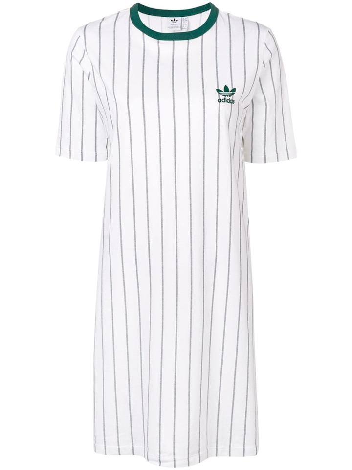 Adidas Striped Jersey Dress - White