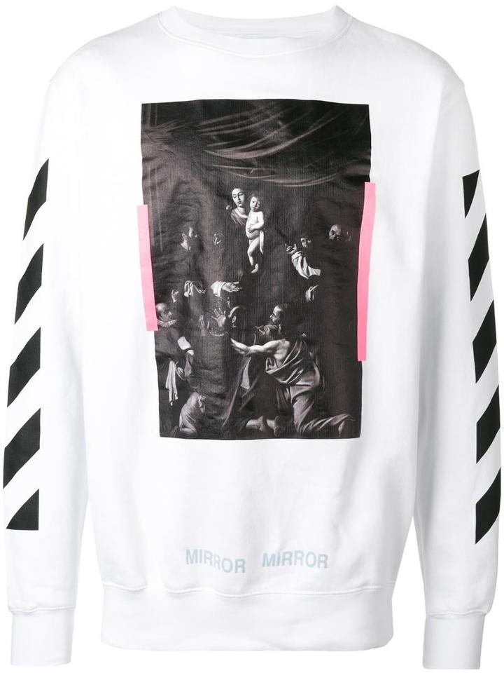 Off-white Painting Print Sweatshirt, Size: Small, White, Cotton