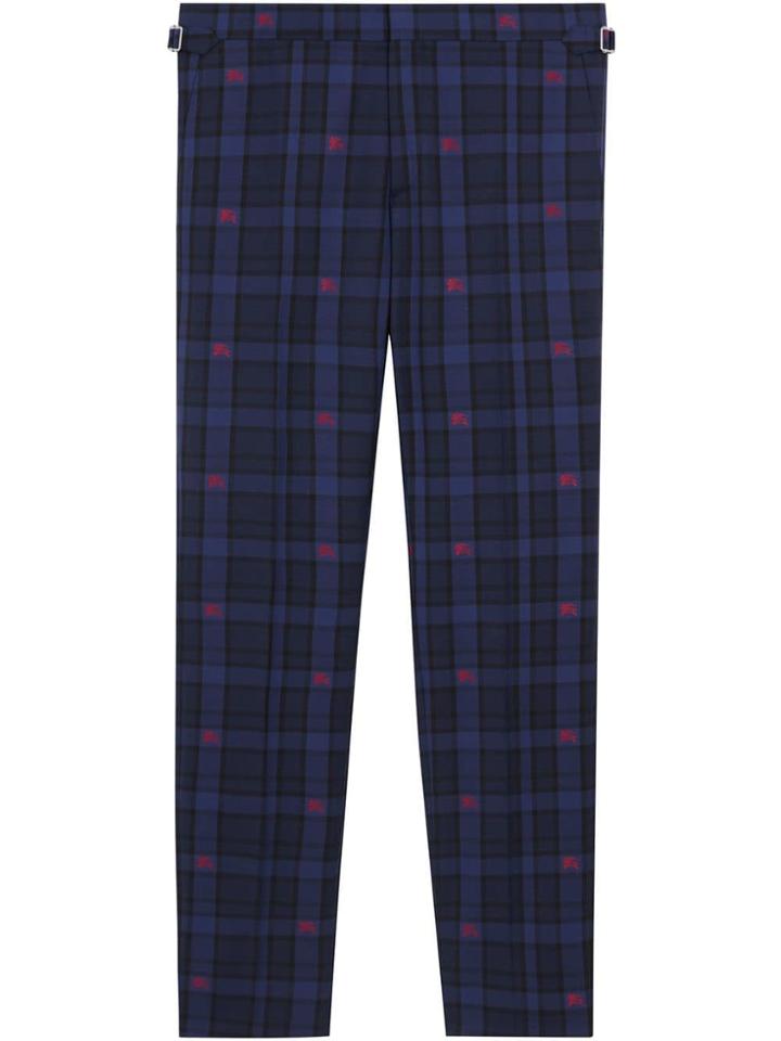 Burberry Checked Tailored Trousers - Blue