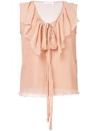 See By Chloé Ruffled Sleeveless Blouse - Pink & Purple