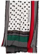 Burberry Graphic Spot And Stripe Print Scarf - White