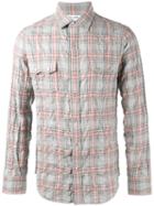 Saint Laurent Rinse Check Shirt, Men's, Size: Large, Grey, Cotton/lyocell/spandex/elastane