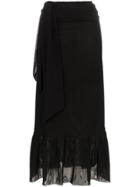 Ganni Midi Wrap Skirt - Black