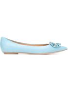 Casadei Jewel Embellished Ballerinas, Women's, Size: 39, Blue, Leather/crystal