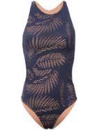 Onia Yvette Palm Tree-print Swimsuit - Blue