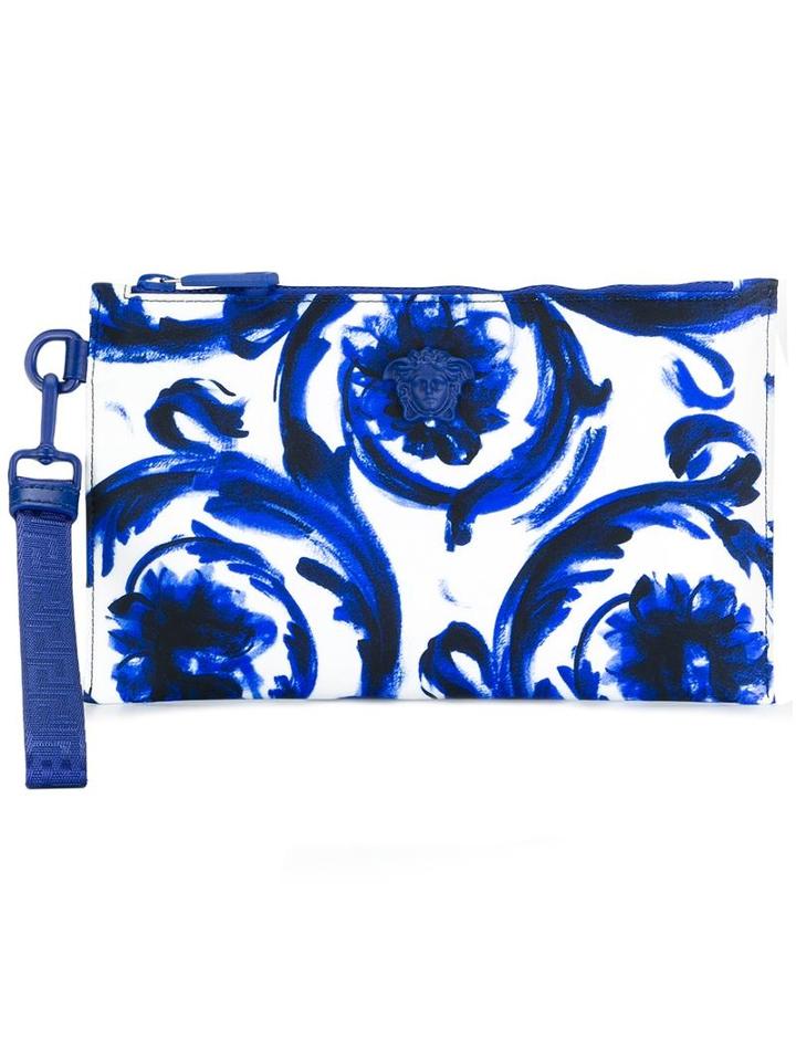 Versace Painted Baroque Clutch Bag, Adult Unisex, Blue, Acrylic/nylon