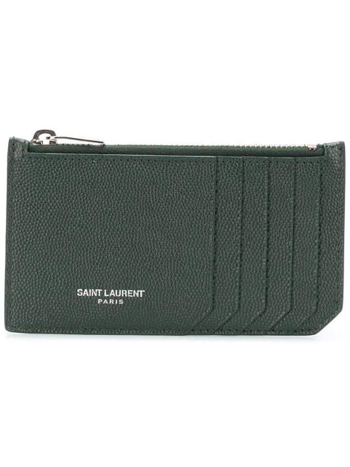 Saint Laurent Fragment Zipped Cardholder - Green