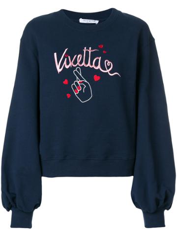 Vivetta Fingers Cross Logo Embroidered Sweatshirt - Blue