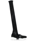 Philipp Plein Hi-top Woven Nylon Sock Sneakers - Black