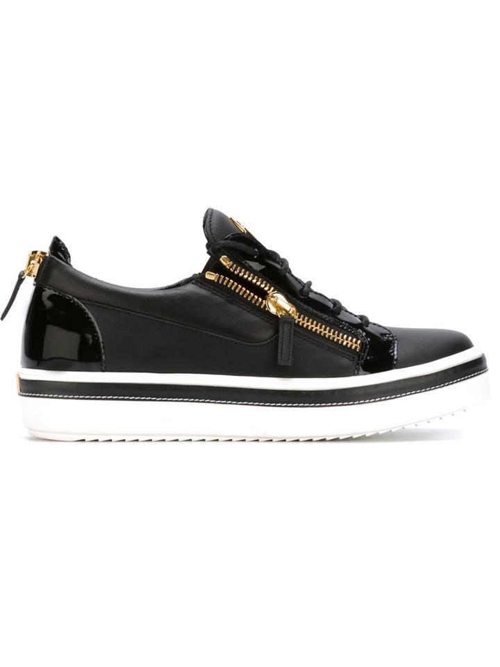 Giuseppe Zanotti Design Zip Detail Sneakers, Men's, Size: 44, Black, Calf Leather/rubber