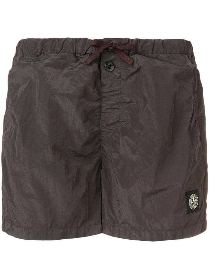 Stone Island Logo Patch Swim Shorts - Black