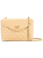 Chanel Vintage Quilted Rhinestone Cc Logo Chain Shoulder Bag - Nude &