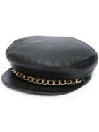 Eugenia Kim Leather Chain Flat Cap - Black