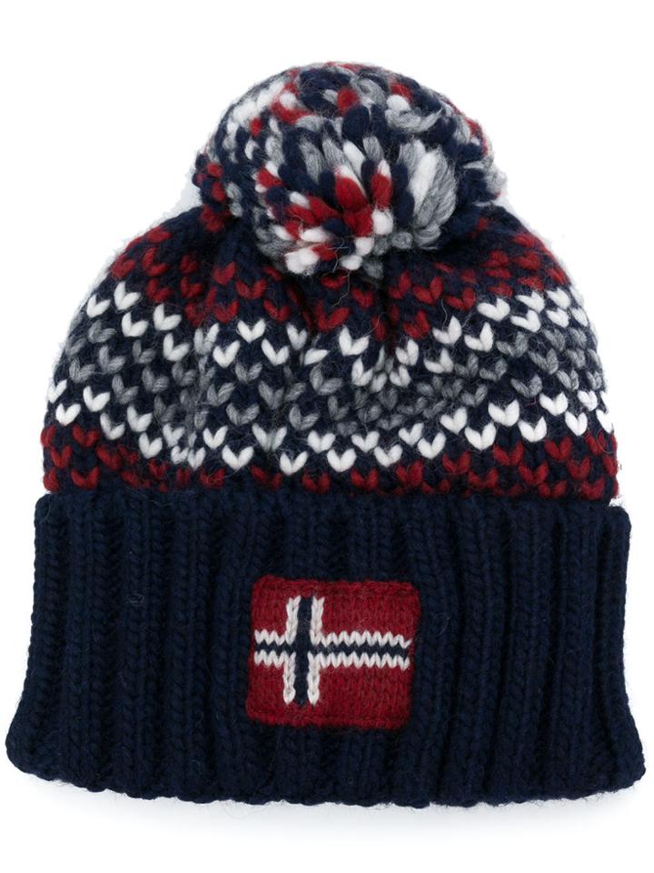 Napapijri Knitted Bobble Hat - Blue