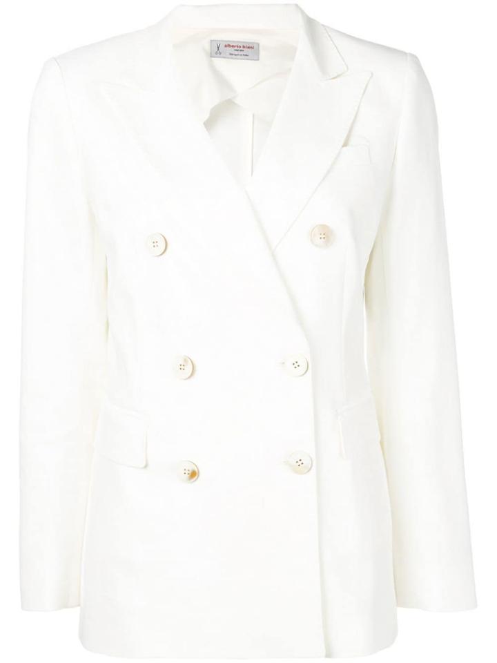 Alberto Biani Double Buttoned Blazer - White