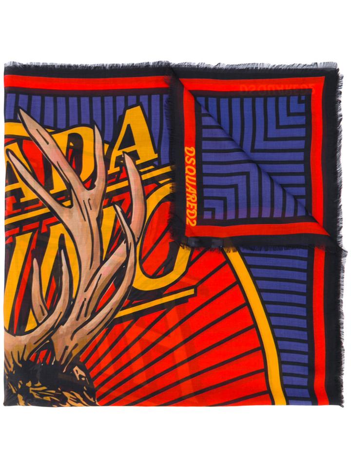 Dsquared2 Elk Print Scarf - Multicolour
