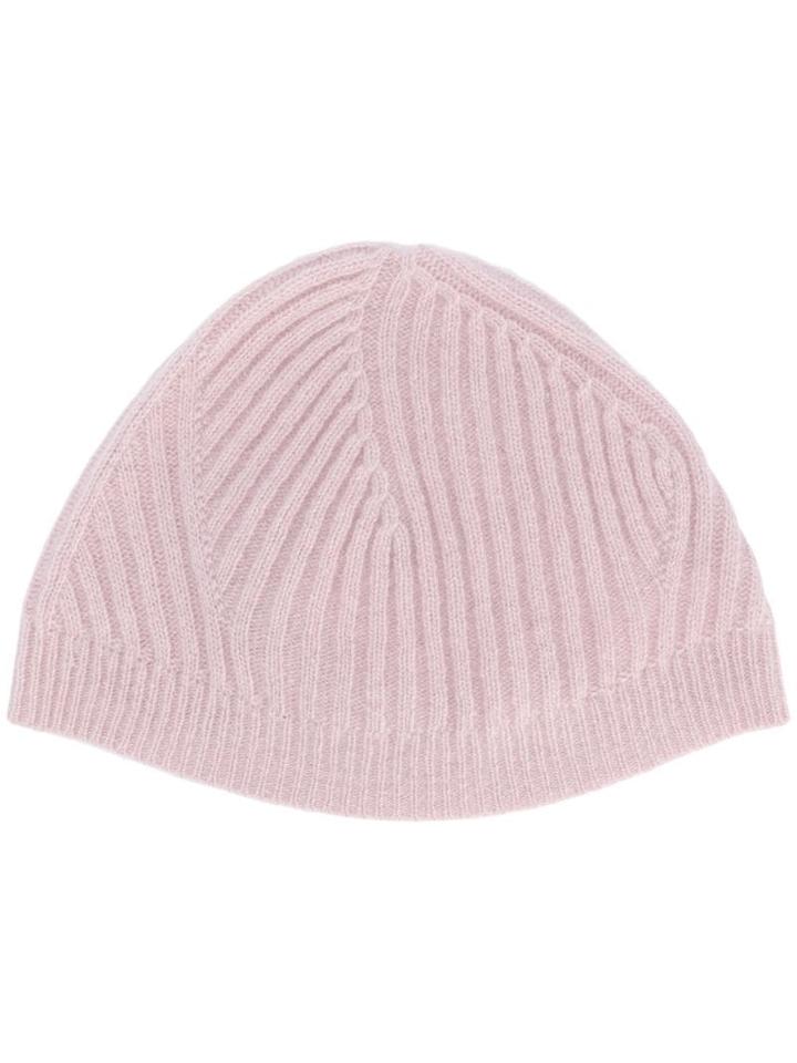 Pringle Of Scotland Travelling Ribbed Beanie Hat - Pink