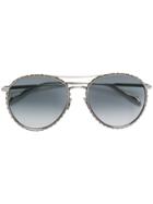 Alexander Mcqueen Eyewear Crystal Embellished Sunglasses - Silver