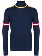 Bally Intarsia Stripe Sleeve Sweater - Blue