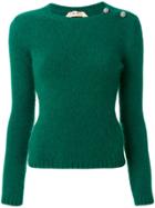 No21 Button Detail Textured Sweater - Green