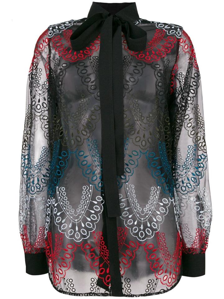 Elie Saab Embroidered Tulle Shirt - Black